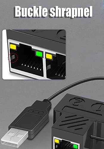 Splitter Ethernet 1 עד 2 מתאם רשת RJ45 [אינטרנט בו זמנית], יציאת RJ45 USB עד כפולה RJ45 עם כבל חשמל של